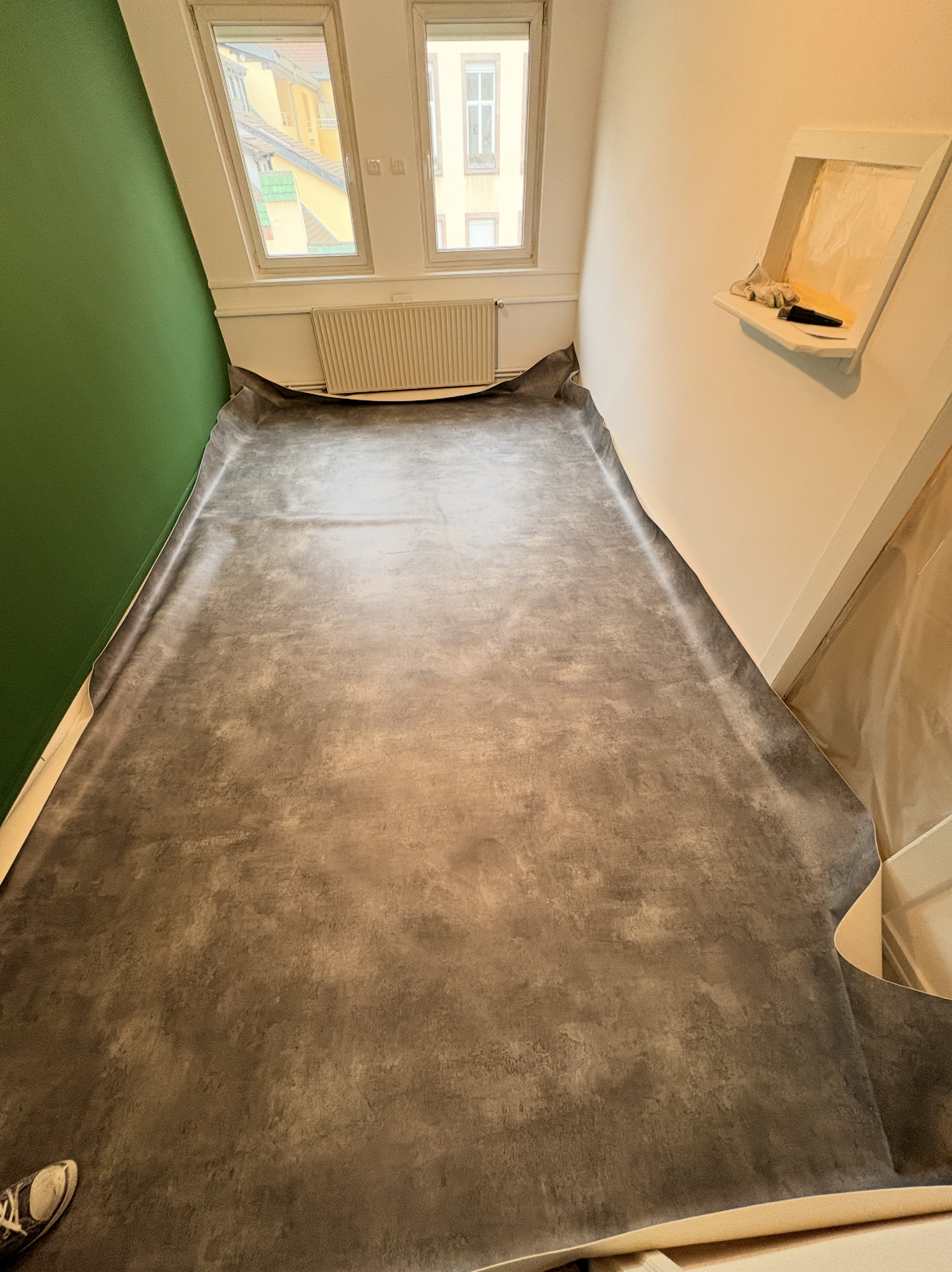 Pose de sol pvc souple en lés avec préparation